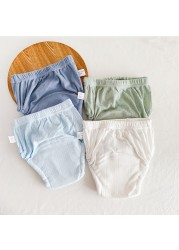 4pcs/lot Baby Training Pants Leakproof Washable Waterproof Cotton Infant Baby Diaper Hollow Out Breathable 6 Layers Crotch