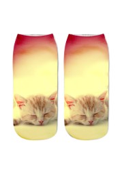 3D Printing Children Socks Funny Design Cute Cat Socks Unisex Gift Low Ankle Funny Socks 6-12 Years