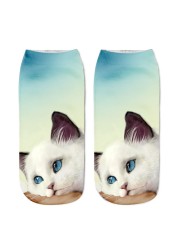 3D Printing Children Socks Funny Design Cute Cat Socks Unisex Gift Low Ankle Funny Socks 6-12 Years