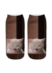 3D Printing Children Socks Funny Design Cute Cat Socks Unisex Gift Low Ankle Funny Socks 6-12 Years