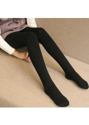 Winter Warm Kids Stripe Thicker Plush Pantyhose Baby Girl Leggings Ballet Dance Children Velvet White Dance Pantyhose