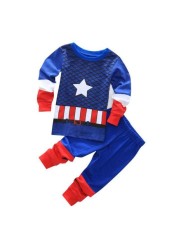 Autumn Children's Spider Set Kids Sleepers Boys Girls Super Hero Cartoon Long Sleeve Pajama Anna Elsa Sleepwear 2-7T Christmas Gift