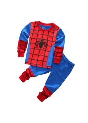 Autumn Children's Spider Set Kids Sleepers Boys Girls Super Hero Cartoon Long Sleeve Pajama Anna Elsa Sleepwear 2-7T Christmas Gift