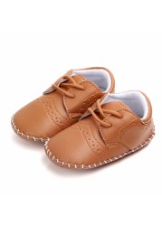 New Baby Shoes Retro Leather Boy Girl Baby Shoes Rubber Sole Anti-slip First Walkers Newborn Infant Moccasins Crib Shoes