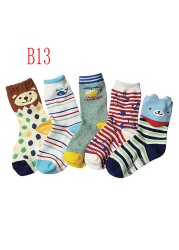 5 Pairs Non-slip Cute Cartoon Children Socks Spring Autumn Cotton Warm Breathable Boys Girls Absorb Sweat Sock for 0-8 Years