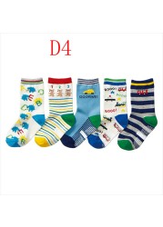 5 Pairs Non-slip Cute Cartoon Children Socks Spring Autumn Cotton Warm Breathable Boys Girls Absorb Sweat Sock for 0-8 Years