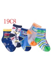 5 Pairs Non-slip Cute Cartoon Children Socks Spring Autumn Cotton Warm Breathable Boys Girls Absorb Sweat Sock for 0-8 Years