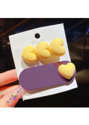 2pcs Macaron Colorful Baby Girls Hair Clips Cute Heart BB Clip Korean Fashion Kawaii Kids Princess Hair Waves Hair Accessories