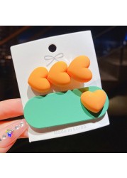 2pcs Macaron Colorful Baby Girls Hair Clips Cute Heart BB Clip Korean Fashion Kawaii Kids Princess Hair Waves Hair Accessories