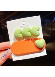 2pcs Macaron Colorful Baby Girls Hair Clips Cute Heart BB Clip Korean Fashion Kawaii Kids Princess Hair Waves Hair Accessories