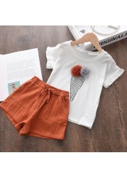 Kids Girls Clothing Sets Summer New Style Brand Baby Girls Clothes Short Sleeve T-shirt + Pant Dress 2pcs Children Clothing Suits