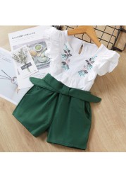 Kids Girls Clothing Sets Summer New Style Brand Baby Girls Clothes Short Sleeve T-shirt + Pant Dress 2pcs Children Clothing Suits