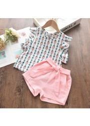 Kids Girls Clothing Sets Summer New Style Brand Baby Girls Clothes Short Sleeve T-shirt + Pant Dress 2pcs Children Clothing Suits