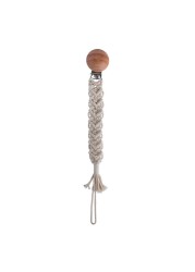 Hand Braided Rope Pacifier Chains Handmade Wooden Pacifier Clips Knot Rope Safe String Baby Girl Boy Eco-friendly Holder Chain