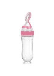 Newborn Baby Feeding Bottle 90ml Silicone Squeeze Spoon Milk Bottle Baby Training Nutrition Supplement