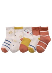 5 Pairs Cute Cartoon Kids Socks Autumn Winter Warm Baby Boys Girls Socks Soft Cotton Toddler Baby Children Socks 1-12 Years