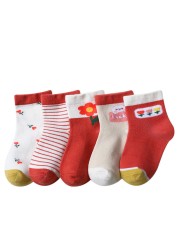 5 Pairs Cute Cartoon Kids Socks Autumn Winter Warm Baby Boys Girls Socks Soft Cotton Toddler Baby Children Socks 1-12 Years