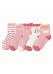 5 Pairs Cute Cartoon Kids Socks Autumn Winter Warm Baby Boys Girls Socks Soft Cotton Toddler Baby Children Socks 1-12 Years