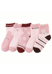 5 Pairs Cute Cartoon Kids Socks Autumn Winter Warm Baby Boys Girls Socks Soft Cotton Toddler Baby Children Socks 1-12 Years