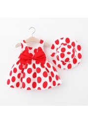 Summer Toddler Infant Girl Clothes Set Baby BeBe Beach Dresses Cute Bow Plaid Sleeveless Cotton Newborn Princess Dress+Sunhat