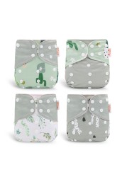 rainbow and iris 4pcs pack waterproof reusable washable baby cloth diapers fit 3-15kg one size fit all