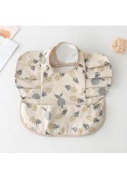 Waterproof Baby Food Eating Baby Bibs PU Cartoon Smock For Babies Feeding Clothes Sleeveless Bib With Pocket Newborn Baby Bib