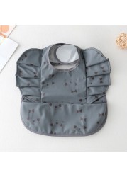 Waterproof Baby Food Eating Baby Bibs PU Cartoon Smock For Babies Feeding Clothes Sleeveless Bib With Pocket Newborn Baby Bib