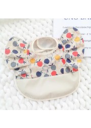 Waterproof Baby Food Eating Baby Bibs PU Cartoon Smock For Babies Feeding Clothes Sleeveless Bib With Pocket Newborn Baby Bib