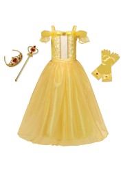 Girls Summer Princess Dress Fancy Snow White Puff Sleeve Dress Kids Birthday Party Fancy Dress Vestidos