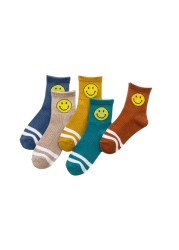 Cotton Kids Socks Autumn Winter Cute Smiley Happy Boys Girls Socks Cute Cartoon Newborn Infant Baby Socks 1-12 Years