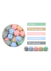 LOFCA10pcs 14mm Small Hexagon Silicone Beads Baby Teether BPA Free DIY Necklace Pacifier Chain Baby Teething Infant Care