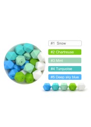 LOFCA10pcs 14mm Small Hexagon Silicone Beads Baby Teether BPA Free DIY Necklace Pacifier Chain Baby Teething Infant Care