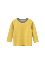 Kids Boy 2-10Y Spring Autumn Children T-shirt 100% Cotton Long Sleeve Male Boy Striped Striped Children Clothes Yellow Black