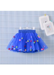 2022 New Arrival Infant Mulity Colorful Tulle Tutu Skirt Pom Pom Princess Mini Dress Children's Clothing Pettiskirt Girl Clothes