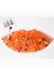 2022 New Arrival Infant Mulity Colorful Tulle Tutu Skirt Pom Pom Princess Mini Dress Children's Clothing Pettiskirt Girl Clothes