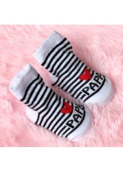 Spring Autumn Baby Cotton Socks Soft Cute Love Mama Girls Boys Floor Socks for 0-6 Months Newborn Baby Stripe Newborn Stuff