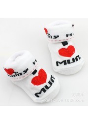 Spring Autumn Baby Cotton Socks Soft Cute Love Mama Girls Boys Floor Socks for 0-6 Months Newborn Baby Stripe Newborn Stuff