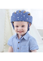 Baby Safety Protective Helmet Boys Girls Baby Hats Cotton Soft Mesh Adjustable Head Protection Children Walking Caps