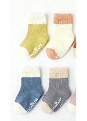 4pairs/lot Newborn Baby Boy Girl Socks Ribbed Toddler Winter Non-slip Socks 0-3 Years Kids Winter Autumn Spring Baby Girl Stuff