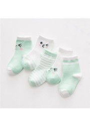 Laadka 5pairs/set Striped Cotton Newborn Baby Boys Girls Socks Cartoon Fashion Socks for Girls Boys Toddler Clothes Accessory