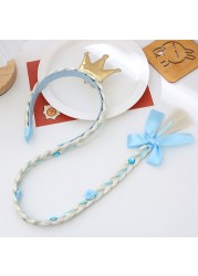 Elsa Cosplay Weaving Tangled Braid Kids Rapunzel Princess Hair Headband Girl Wig Princess Girls Headband Kids Hair Hoop Braided