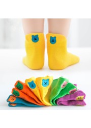 Soft Cotton Breathable Mesh Kids Socks Summer Short Tubes Baby Girls Socks New Born Boy Happy Socks Infant Clothes 5 Pairs