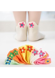 Soft Cotton Breathable Mesh Kids Socks Summer Short Tubes Baby Girls Socks New Born Boy Happy Socks Infant Clothes 5 Pairs