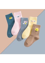 5 pairs soft cotton children socks cute cartoon print kids socks newborn baby boy socks casual girls boys socks 1 to 12 years