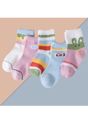 5 pairs soft cotton children socks cute cartoon print kids socks newborn baby boy socks casual girls boys socks 1 to 12 years