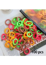 50/100pcs Colorful Girl Hairband Children Headband Small Elastic Hair Bands Scrunchy Baby Rubber Band Nylon Hair Accessories Toddler