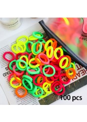 50/100pcs Colorful Girl Hairband Children Headband Small Elastic Hair Bands Scrunchy Baby Rubber Band Nylon Hair Accessories Toddler