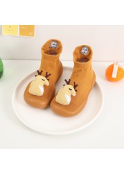 Cute Baby Anti-Slip Frist Walkers Cartoon Newborn Baby Girls Boys Anti-Slip Socks Slippers Boots Shoes Suitable for Baby Toddler