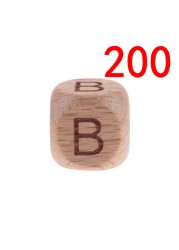 200pcs 12mm Beech Wooden Beads For Baby Wood Letters Bead Baby Teether Diy Beads With Silicone Teether Letters Alphabet