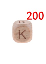 200pcs 12mm Beech Wooden Beads For Baby Wood Letters Bead Baby Teether Diy Beads With Silicone Teether Letters Alphabet